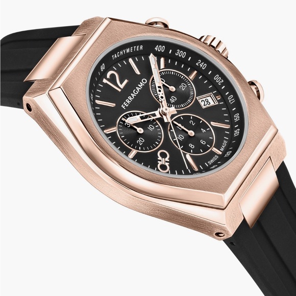 Salvatore Ferragamo Other - Ferragamo Watch Rose Gold Chronograph 42mm Silicone Strap
